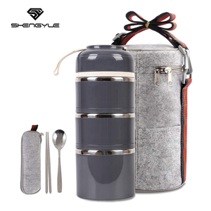 Yeni varış çoklu katmanlı gıda depolama 304 paslanmaz çelik suşi Bento kutusu açık taşınabilir ısıtmalı gri yemek kabı - Product Image 6