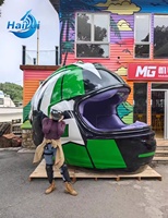 Quiosco de Café Gigante con Forma de Casco, Escultura de Fibra de Vidrio, Puesto de Comida Móvil Personalizado, Camión de Comida para Hamburguesas y Pollo Frito