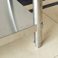 Table de travail en acier inoxydable à deux niveaux pour laboratoire et cuisine