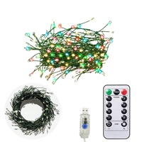 Guirlandes lumineuses LED transfrontalières en forme de pétard, fils de cuivre verts, longueur réglable pour Noël