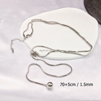 Kalung Lariat mutiara tertempel kalung rantai Y DIY kustom wanita kalung rantai ular Slider baja tahan karat emas mutiara gantung panjang