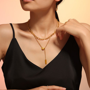 Nouveau collier tendance minimaliste en forme de Y pour femmes et filles, plaqué or 18 carats, en acier inoxydable, pour la vie quotidienne - Product Image 6