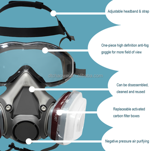 Demi-<span class=keywords><strong>masque</strong></span> à gaz noir réutilisable certifié CE, matériau en silicone <span class=keywords><strong>respiratoire</strong></span> de <span class=keywords><strong>protection</strong></span> personnelle pour respirateurs et masques - Product Image 3