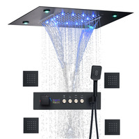 Ensemble de douche thermostatique encastré avec affichage numérique LED, mitigeur mural en cuivre à effet pluie pour projet de salle de bain