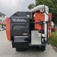 Moissonneuse-batteuse sur chenilles Kubota d'occasion, type à alimentation complète avec cabine, adaptée à la récolte du riz, du blé, du maïs et du soja