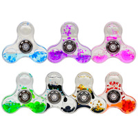 Gyroscope Métallique Lumineux en Cristal Transparent LED, Jouet de Décompression pour Doigts, Fidget Spinner Lumineux à Effet Sable Mouvant Beejay
