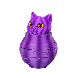 Broyeur à herbes en plastique et aluminium en forme de chat, 3 pièces, portable, pour tabac, distributeur métallique – Vente en gros - Product Image 2