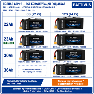 Batterie LiPo souple personnalisée haute capacité 22Ah 23Ah 30Ah 12S 14S pour drone, agriculture intelligente, industrie, FPV, UAV, pack LiPo 10C 15C - Product Image 6