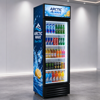 Réfrigérateur à refroidissement direct avec porte vitrée simple, économie d'énergie, refroidisseur de boissons pour magasin de proximité