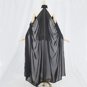 <span class=keywords><strong>Noir</strong></span> Ivoire <span class=keywords><strong>en</strong></span> mousseline de soie Halter Cape Thin Bride Femme - Product Image 5