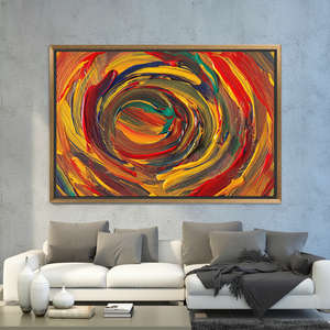 Abstract Red and Yellow Swirl Painting: Modern Printed <b>Canvas</b> Wall Art,GOLD <b>FRAMED</b> <b>CANVAS</b> - Product Image 3