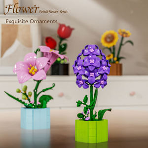 13034 Potted Flower Decoration Block Potted MOC Model Small Particle Assemble Building Block Plastic Toy for Kids <b>Girl</b> Gift - Product Image 5