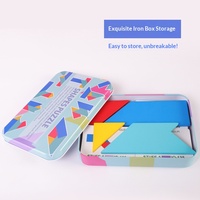 Tangram de Madera para Niños, Cuatro Estilos, Caja de Metal, Juguete de Rompecabezas Creativo e Inteligente Multifuncional