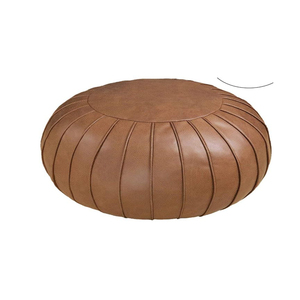 Pouf en daim fait à la main, Pouf en similicuir, rangement 23x14, coussin de sol rond, repose-pieds <span class=keywords><strong>marocain</strong></span> - Product Image 5