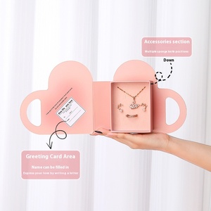 Boîte cadeau portable carrée Saint-Valentin en forme de cœur, organisateur de bijoux créatif pour couples, idéal pour la vente en gros - Product Image 3