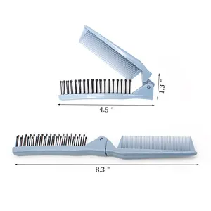 Gloway Portable Travel Double Headed Anti-Static Plastic Fine Tooth Comb Folding Portable Hair Comb Brush for Salon or Hotel