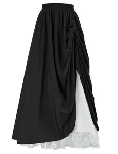 Fabrika toptan elegante clothing giyim gotik punk victorian tarzı kadınlar rönesans dantel çift katmanlı uzun etek