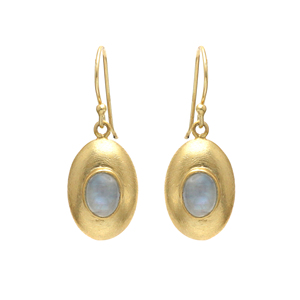 Fabricante de joyería hecha a mano 925 plata maciza chapada en oro Natural Arco Iris piedra lunar piedra preciosa estilo clásico pendientes para ella - Product Image 1