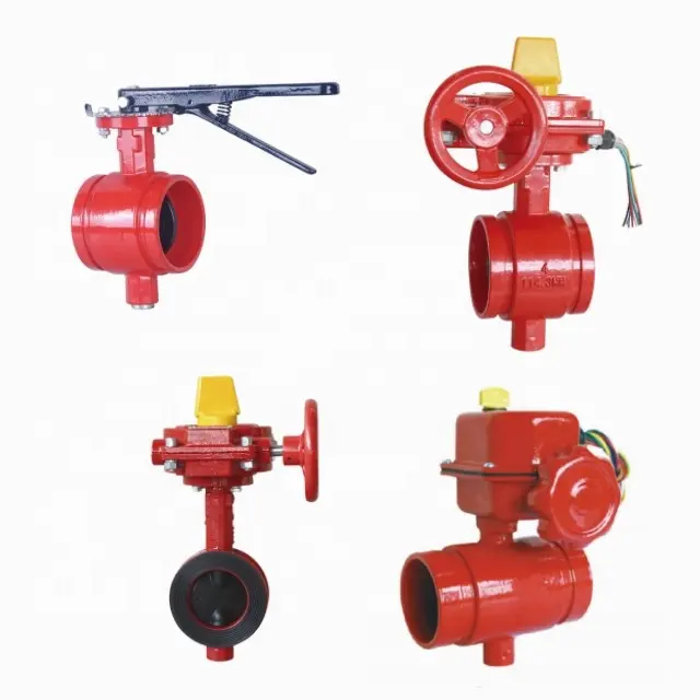 Fire Fighting Pipes Fire Protection System Fire Sprinkler System FM UL Listed Grooved Manual Wafer Butterfly Valve Ductile Iron