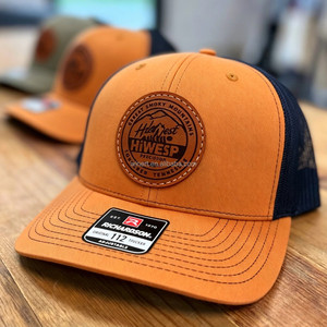 Casquette de baseball respirante en maille avec patch en cuir brodé personnalisé, casquette de camionneur à 6 panneaux, casquettes de camionneur personnalisées, Gorras Richardson 112 - Product Image 1