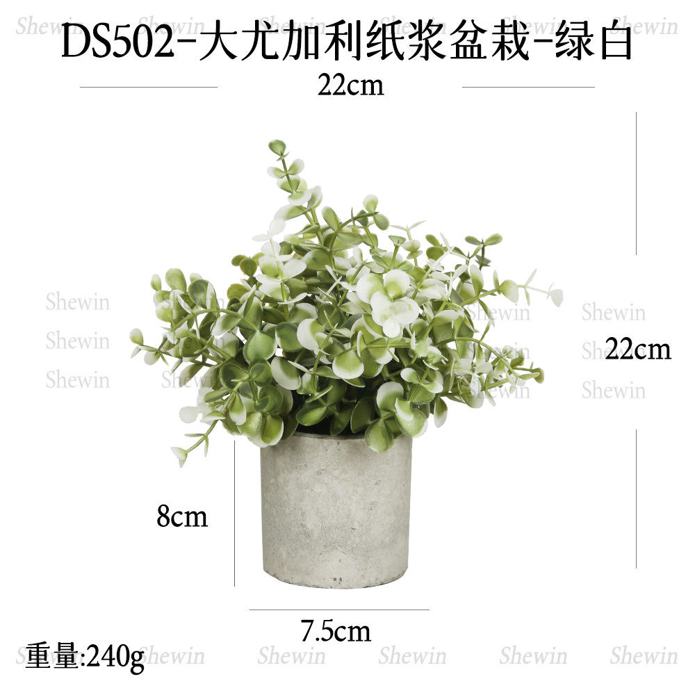 Plante en pot de pâte à papier eucalyptus Ds502-green et blanc