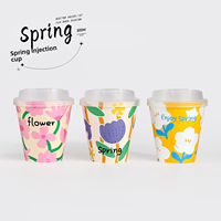 Vasos de Plástico PP con Diseño Floral de Dibujos Animados al por Mayor, 300ml 90mm, Proceso IML, Temática de Primavera, Tapas Esmeriladas Engrosadas, Marca Personalizada, para Té con Leche
