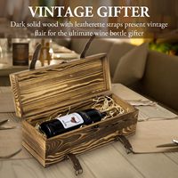 Porte-bouteille de vin unique en bois avec sangles à boucle en similicuir Loquet de verrouillage Boîte-cadeau élégante Panneau mural Artisanat en bois artisanal