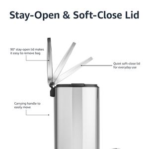 Pédale à fermeture souple rectangulaire de <span class=keywords><strong>50</strong></span> <span class=keywords><strong>litres</strong></span> pour le recyclage de la poubelle en acier inoxydable brossé - Product Image 2