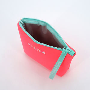 Mini Portable rose chaud été voyage femmes beauté pochette à glissière logo personnalisé gonflé néoprène trousse de maquillage étanche trousse de toilette - Product Image 3