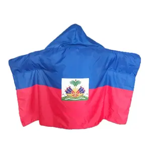 Wholesale Polyester Arms Sleeves Haiti Football Sports Fans National Country Body Flags Custom Music Festival Carnival Cape Flag