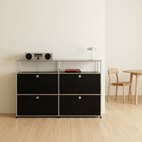Aparador Modular Contemporáneo Directo de Fábrica con Compartimentos Ajustables, Estantes y Estructura de Aleación Resistente a la Oxidación para Sala de Estar