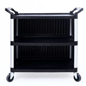 Carrito de Servicio de Alimentos con Aislamiento Térmico de Tres Niveles, Color Negro, con 4 Ruedas Giratorias, Duradero y Versátil para Comedor - Product Image 3