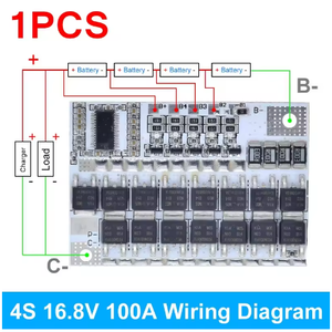 Placa de Circuito de Protección de Batería de Litio Ternaria 5S 4S 3S BMS 100A 21V 18V 16.8V 12V 18650 Li-ion LMO con Carga Balanceada - Product Image 5