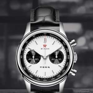 40mm Panda Mens 1963 Chronograph Mechanical Luxury Leather Strap Sapphire Pilot <b>Watch</b> with St1901 Movement - Product Image 3