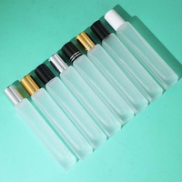 Venta al por Mayor de Botellas de Vidrio Cuadradas Planas de 10 ml con Rodillo, Botellas de Aceite Esencial con Rodillo de Metal, Botellas de Bola Rodante de 10 ml