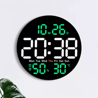 Jam Dinding Digital Elektronik Bulat Mini 10 inci dengan Remote Control, Kalender Waktu Belajar Pintar, Cocok untuk Ruang Tamu
