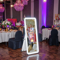 Photobooth Miroir Magique Portable Grand Pliable pour Selfies, Kiosque de Tirage Photo avec Appareil Photo et Écran Tactile en Libre-Service