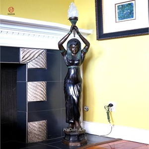 정원 장식 대형 금속 청동 이집트 파라오 동상 공예 청동 그림 동상 램프 - Product Image 2