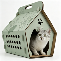 Maison pour chat portable en carton ondulé robuste, sur mesure, en couleur