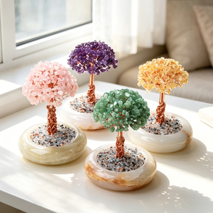 Wholesale Natural Crystal Gravel Money <b>Tree</b> Bonsai Copper Wire Crystal <b>Tree</b> with Jade Stone Base - Product Image 1