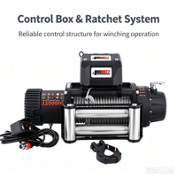 Treuil électrique 12V 12000 Lbs avec câble en acier, treuil de récupération pour 4x4, camion, SUV, tout-terrain, conduite sur sable et dunes
