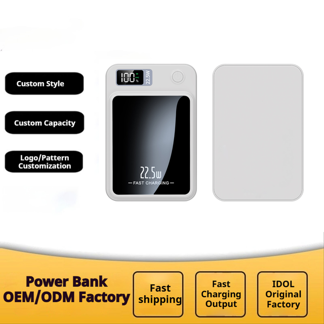 Portable Magnetic Ultra Slim LED Display Wireless Bank 5000mAh/10000mAh 15W Wireless + 20W Type-C Fast Charging for Smartphones