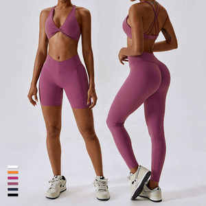 Customized Breathable and Eco-friendly Solid Plus Size Beauty Back-buckle High Waist Leg-hugging Yoga Tights Fitness Set - Product Image 6