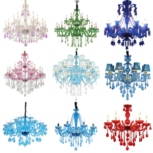 Lustre suspendu en verre rouge de luxe, moderne et coloré, style Maria Theresa, avec éclairage LED, pour <span class=keywords><strong>mariage</strong></span>, maison, hôtel, décoration - Product Image 3