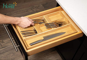 Organisateur <span class=keywords><strong>de</strong></span> Tiroir <span class=keywords><strong>De</strong></span> Cuisine en bambou pour les Gadgets ou Outils <span class=keywords><strong>Angle</strong></span> Unique Diviseur Plus Bac À Compartiments - Product Image 2