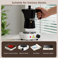 Cafetière Moka Expresso Noire Multi-capacités HIGHWIN en Aluminium pour Plaque de Cuisson