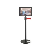 Poteau de guidage EASTON noir avec revêtement poudré pour la gestion des files d'attente en hôtel, barrière à sangle rétractable de 3 m pour le contrôle des foules