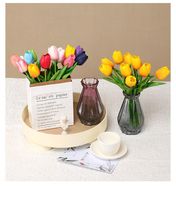 Hot PU réel tulipe simulation fleurs mini fausse fleur extérieure humide décoration latex tulipe bouquet décoration artificielle tulipe
