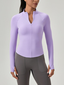 Très bon marché femmes demi-fermeture éclair vêtements de yoga col montant haut de gymnastique séchage rapide collants de course <span class=keywords><strong>cyclisme</strong></span> hauts de yoga bas vêtements de sport - Product Image 3