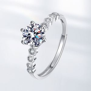 Platinum Plated Diamond Honeycomb <b>Ring</b> Engagement Diamond <b>Ring</b> for Women Jewelry <b>Crown</b> Silver Moissanite <b>Ring</b> Women - Product Image 5